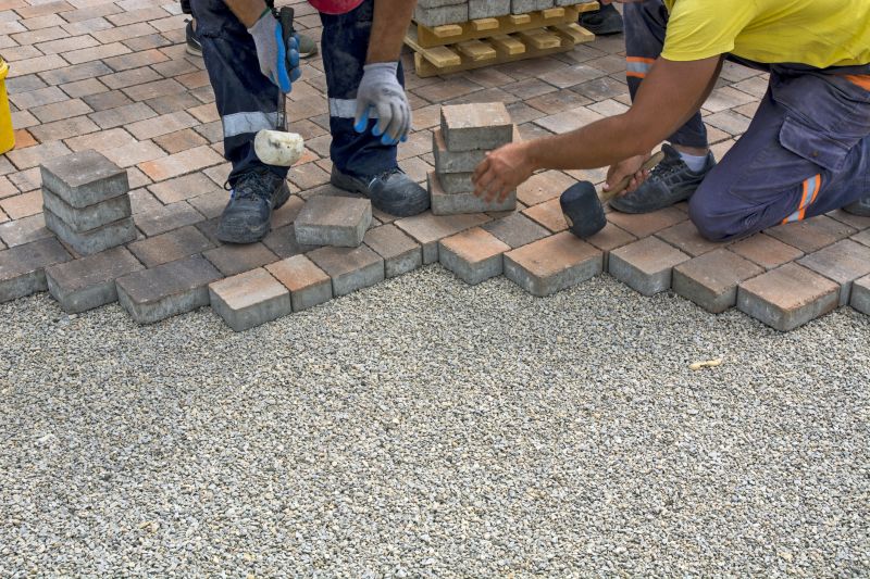 Pavers being laid out systematically